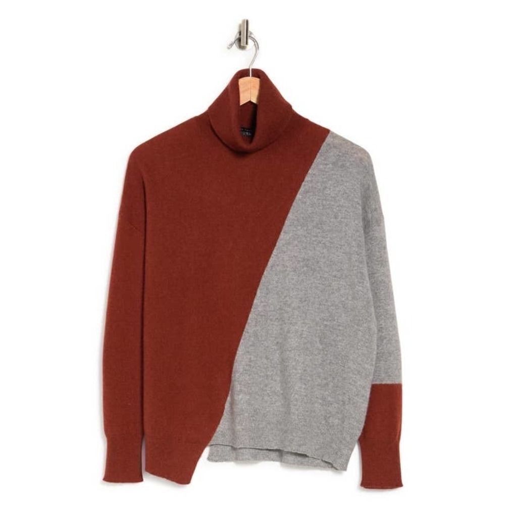 Skull Cashmere color block cashmere turtleneck sweater